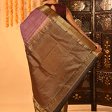Elegant Mauve With Gold Zari Woven Pallu And Maroon Border Kanjivaram Silk Saree