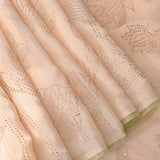 Peach Embellished Foil Work Designer Saree