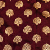 Deep Maroon Gold Zari Floral Butti Pure Silk Banarasi Saree With Heavy Woven Border