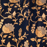 Black Dual Tone Zari All Over Floral Jaal Pure Silk Bridal Banarasi Saree With Heavy Zari Border