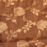 Dark Brown Copper Zari Floral Jaal Pure Silk Banarasi Saree With Contrast Gold Pallu