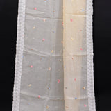 Mustard Yellow Organza Saree With Allover Silver Sequin Flower Butti & Gold Sequin Border