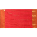 Red With Gold Zari Vertical Stripes And Green Piping Kanjivaram Silk Saree
