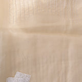Mustard Yellow Organza Saree With Allover Silver Sequin Flower Butti & Gold Sequin Border