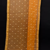 Dual-Tone Mustard & Orange Organza Saree With Silver Floral Sequin Butti & Gold Sequin Border