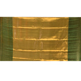 Olive Green With Gold Zari Weave And Paisley Border Kanjivaram Silk Saree