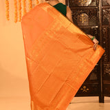 Radiant Orange With Gold Zari Woven Border Kanjivaram Silk Saree