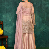 Golden Beige Organza Tissue Embroidered Sharara Set
