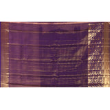 Rust Kanjivaram Silk Saree With Blue Contrast Floral Border