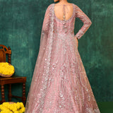 Pastel Pink Net Embroidered Traditional Gown