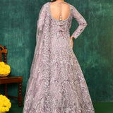 Pastel Purple Net Embroidered Traditional Gown