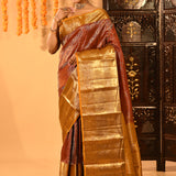 Burnt Orange With Extensive Gold Zari Woven Pallu Kanjivaram Silk Saree