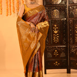 Burnt Orange With Extensive Gold Zari Woven Pallu Kanjivaram Silk Saree