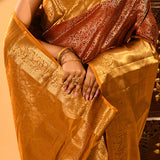 Burnt Orange With Extensive Gold Zari Woven Pallu Kanjivaram Silk Saree