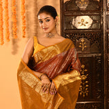 Burnt Orange With Extensive Gold Zari Woven Pallu Kanjivaram Silk Saree
