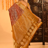 Burnt Orange With Extensive Gold Zari Woven Pallu Kanjivaram Silk Saree