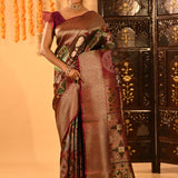 Maroon & Gold With Woven Floral Pallu Kanjivaram Silk Saree