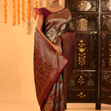Maroon & Gold With Woven Floral Pallu Kanjivaram Silk Saree
