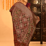 Maroon & Gold With Woven Floral Pallu Kanjivaram Silk Saree