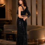 Midnight Black Net Sequin Co-Ord Set