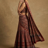 Maroon Ajrakh Printed Crepe Draped Saree