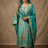 Tiffany Blue Banarasi Silk Kurta Set