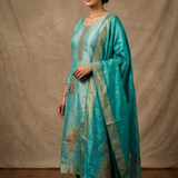 Tiffany Blue Banarasi Silk Kurta Set