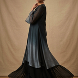 Ombre Charcoal Grey Embroidered Crepe Kurti