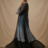 Ombre Charcoal Grey Embroidered Crepe Kurti