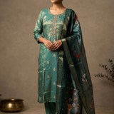 Fern Green Tissue Silk Banarasi Kurta Set