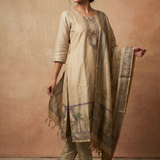 Earthy Pastel Green Chanderi Silk Kurta Set