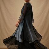 Ombre Charcoal Grey Embroidered Crepe Kurti