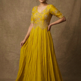 Warm Olive Green Georgette Embroidered Anarkali