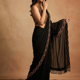 Black Georgette Embroidered Draped Saree