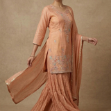 Soft Peach Embroidered Crepe Kurta Set