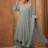 Muted Mint Blue Georgette Kurta Set