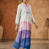 Off-White Abstract Printed Satin Silk Kurti