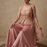 Solid Pink Silk Indo-Western Set