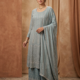 Muted Mint Blue Georgette Kurta Set