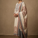 Off-White Linen Printed Kurta Set