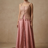 Solid Pink Silk Indo-Western Set