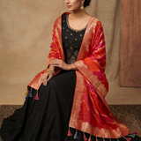 Black Georgette Embroidered Lehenga Set