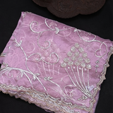 Mauve Kanjivaram Saree With Sequin Vine Embroidery & Floral Bouquet Motif