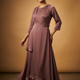 Berry Purple Embroidered Crepe Anarkali