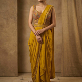 Earthy Yellow Tissue Georgette Draped Saree
