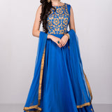 Royal Blue Gold Medallion Anarkali Set