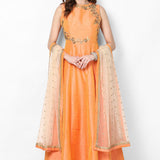Peach Blossom Gold Embroidered Anarkali Set