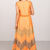 Sunset Orange Beaded Neckline Anarkali Set