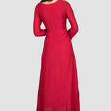 Crimson Gold Floral Motif Anarkali Set