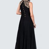 Noir Gold Pleated Jacket Anarkali Set